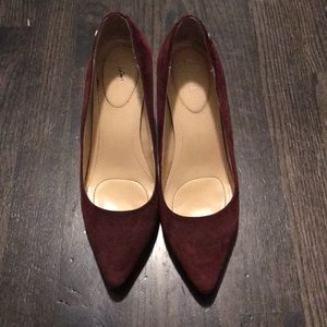 Calvin Klein 2.5 inch cranberry suede heels